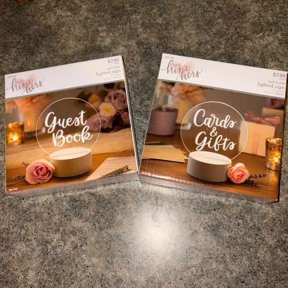 Other - Guest Book & Cards & Gifts Lighted Signs - Pink Floral Accents